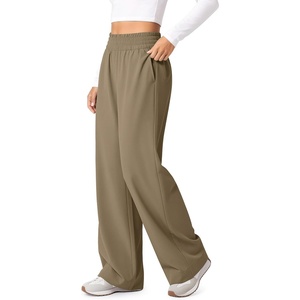 image:imageODODOS Womens Featherlight Wide Leg Pant  Elastic High Waist Relaxed Lounge Pants with Pockets  29  31 InseamMocha