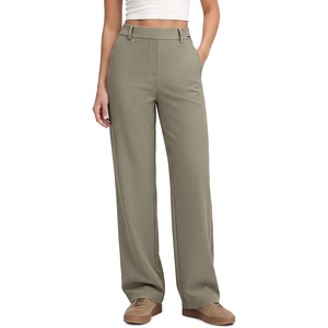 image:imageODODOS Womens HighRise StraightLeg Trouser Tailored Stretch Work PantsDesert Taupe