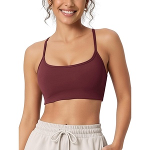 image:imageODODOS Womens Slim Racerback Sports Bra  Ultra Soft odSTRATUM Tech Performance Crop Top Padded Yoga Bra with Removable PadsBurgundy
