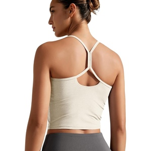 image:imageODODOS Womens Slim Racerback Cropped Tank  odSTRATUM Tech Sports Bra Ultra Soft UPF 50 Cami Top with Builtin BraMilkweed Heather