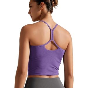 image:imageODODOS Womens Slim Racerback Cropped Tank  odSTRATUM Tech Sports Bra Ultra Soft UPF 50 Cami Top with Builtin BraUltra Violet Heather