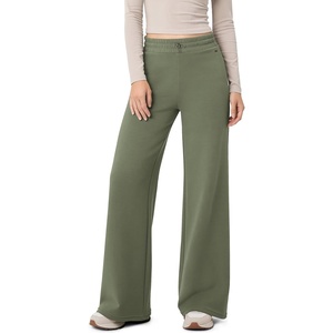 image:imageODODOS Womens Modal Soft Slight Flare Wide Leg Pants Adjustable HighRiseDark Sage