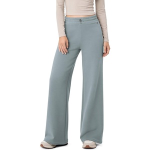 image:imageODODOS Womens Modal Soft Slight Flare Wide Leg Pants Adjustable HighRiseGrey Blue