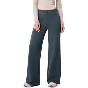image:imageODODOS Womens Modal Soft Slight Flare Wide Leg Pants Adjustable HighRiseNavy