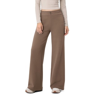 image:imageODODOS Womens Modal Soft Slight Flare Wide Leg Pants Adjustable HighRiseNutria