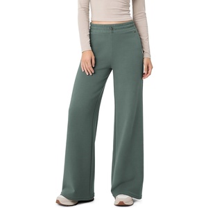 image:imageODODOS Womens Modal Soft Slight Flare Wide Leg Pants Adjustable HighRiseSlate Green