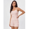 image:imageODODOS Womens Bamboo Viscose Lettuce Trim Cami Ultra Soft Ribbed TopCrystal Pink