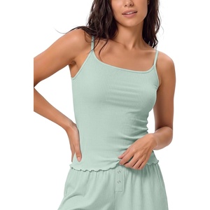 image:imageODODOS Womens Bamboo Viscose Lettuce Trim Cami Ultra Soft Ribbed TopGreen Lily