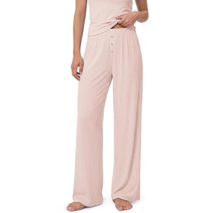 image:imageODODOS Womens Bamboo Viscose Wide Leg Lounge Pants Ultra Soft RibbedCrystal Pink