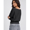 image:imageODODOS Womens Drapey Boat Neck Long Sleeve Shirt Ultra Soft Stratum TechBlack Heather