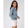 image:imageODODOS Womens Drapey Boat Neck Long Sleeve Shirt Ultra Soft Stratum TechDusty Blue Heather