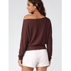 image:imageODODOS Womens Drapey Boat Neck Long Sleeve Shirt Ultra Soft Stratum TechJava Heather