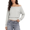 image:imageODODOS Womens Drapey Boat Neck Long Sleeve Shirt Ultra Soft Stratum TechSalt Heather