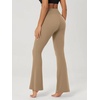 image:imageODODOS Womens Crossover Flare Leggings with Back Pocket Buttery Soft V High Waist Lounge Casual Bootcut Yoga PantsLight Brown