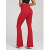 image:imageODODOS Womens Crossover Flare Leggings with Back Pocket Buttery Soft V High Waist Lounge Casual Bootcut Yoga PantsRed
