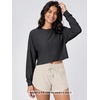 image:imageODODOS Womens Long Sleeve Oversized Cropped Tee Ultra Soft odSTRATUM TechBlack Heather
