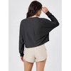 image:imageODODOS Womens Long Sleeve Oversized Cropped Tee Ultra Soft odSTRATUM TechBlack Heather