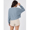 image:imageODODOS Womens Long Sleeve Oversized Cropped Tee Ultra Soft odSTRATUM TechDusty Blue Heather