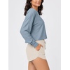 image:imageODODOS Womens Long Sleeve Oversized Cropped Tee Ultra Soft odSTRATUM TechDusty Blue Heather
