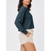 image:imageODODOS Womens Long Sleeve Oversized Cropped Tee Ultra Soft odSTRATUM TechNavy Heather