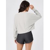 image:imageODODOS Womens Long Sleeve Oversized Cropped Tee Ultra Soft odSTRATUM TechSalt Heather