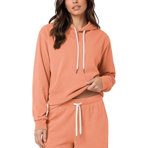 image:imageODODOS Womens Brushed Fleece Hoodie Warm Pullover with Kangaroo PocketCoral Heather