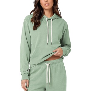 image:imageODODOS Womens Brushed Fleece Hoodie Warm Pullover with Kangaroo PocketMint Green Heather