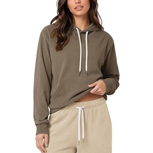 image:imageODODOS Womens Brushed Fleece Hoodie Warm Pullover with Kangaroo PocketWood Brown Heather