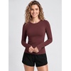 image:imageODODOS Womens Long Sleeve Shirts with Thumb Hole Cloud Feeling Soft Crew Neck Slim Fit Tee Yoga Athletic Workout TopsBurgundy
