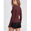 image:imageODODOS Womens Long Sleeve Shirts with Thumb Hole Cloud Feeling Soft Crew Neck Slim Fit Tee Yoga Athletic Workout TopsBurgundy