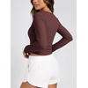 image:imageODODOS Womens Wrap Crop Top  Ultra Soft odSTRATUM Tech Ballet Yoga ShirtJava Heather