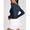 image:imageODODOS Womens Wrap Crop Top  Ultra Soft odSTRATUM Tech Ballet Yoga ShirtNocturnal Navy Heather