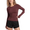 image:imageODODOS Womens Long Sleeve Shirts with Thumb Hole Cloud Feeling Soft Crew Neck Slim Fit Tee Yoga Athletic Workout TopsBurgundy