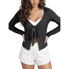image:imageODODOS Womens Tie Front Top Ultra Soft odSTRATUM Tech CardiganBlack Heather