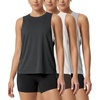 image:imageODODOS 3Pack Loose Tank Tops for Women Sleeveless Gym Athletic Workout Tops Yoga ShirtsBlackwhiteheather Grey