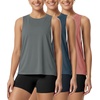image:imageODODOS 3Pack Loose Tank Tops for Women Sleeveless Gym Athletic Workout Tops Yoga ShirtsSteeldeep Tealindian Red