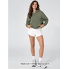 image:imageODODOS Womens Modal Soft Cinchable Half Zip Hoodie with Kangaroo PocketDark Sage