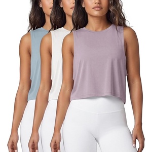 image:imageODODOS 3Pack Loose Tank Tops for Women Sleeveless Gym Athletic Workout Tops Yoga ShirtsLavenderwhiteblue Fog