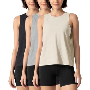 image:imageODODOS 3Pack Loose Tank Tops for Women Sleeveless Gym Athletic Workout Tops Yoga ShirtsPale Grey Heathermilkweed Heatherblack Heather