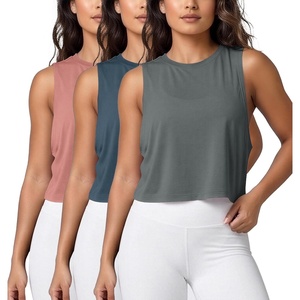 image:imageODODOS 3Pack Loose Tank Tops for Women Sleeveless Gym Athletic Workout Tops Yoga ShirtsSteeldeep Tealindian Red