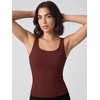 image:imageODODOS 3Pack Seamless Square Neck Crop Tank for Women Ribbed Knit Soft Low Back Cropped TopsClaretoceansky Blue