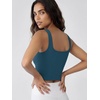 image:imageODODOS 3Pack Seamless Square Neck Crop Tank for Women Ribbed Knit Soft Low Back Cropped TopsClaretoceansky Blue