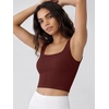 image:imageODODOS 3Pack Seamless Square Neck Crop Tank for Women Ribbed Knit Soft Low Back Cropped TopsClaretoceansky Blue