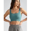 image:imageODODOS 3Pack Seamless Square Neck Crop Tank for Women Ribbed Knit Soft Low Back Cropped TopsClaretoceansky Blue