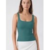 image:imageODODOS 3Pack Seamless Square Neck Crop Tank for Women Ribbed Knit Soft Low Back Cropped TopsClaretoceansky Blue
