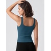 image:imageODODOS 3Pack Seamless Square Neck Crop Tank for Women Ribbed Knit Soft Low Back Cropped TopsClaretoceansky Blue
