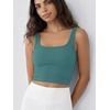 image:imageODODOS 3Pack Seamless Square Neck Crop Tank for Women Ribbed Knit Soft Low Back Cropped TopsClaretoceansky Blue