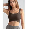 image:imageODODOS 3Pack Seamless Square Neck Crop Tank for Women Ribbed Knit Soft Low Back Cropped TopsOatmealbarn Redbrunette