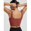 image:imageODODOS 3Pack Seamless Square Neck Crop Tank for Women Ribbed Knit Soft Low Back Cropped TopsOatmealbarn Redbrunette