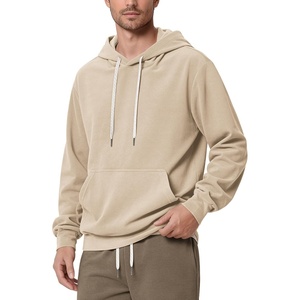 image:imageODODOS Mens Brushed Fleece Hoodie with Kangaroo Pocket Cozy Warm PulloverBeige Heather